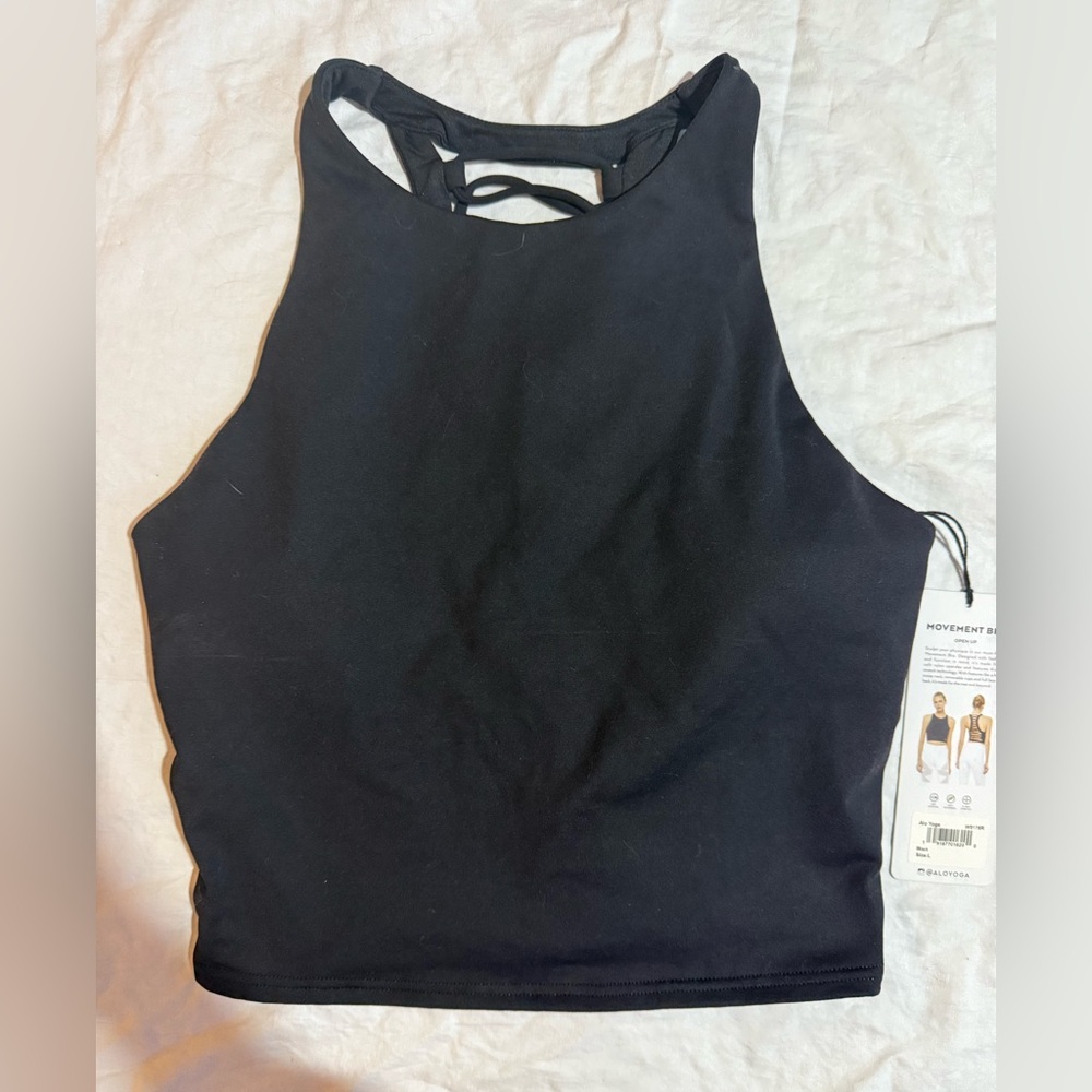 Alo Yoga Movement Bra Black High Neck Crop Top
